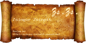 Zsingor Zsinett névjegykártya